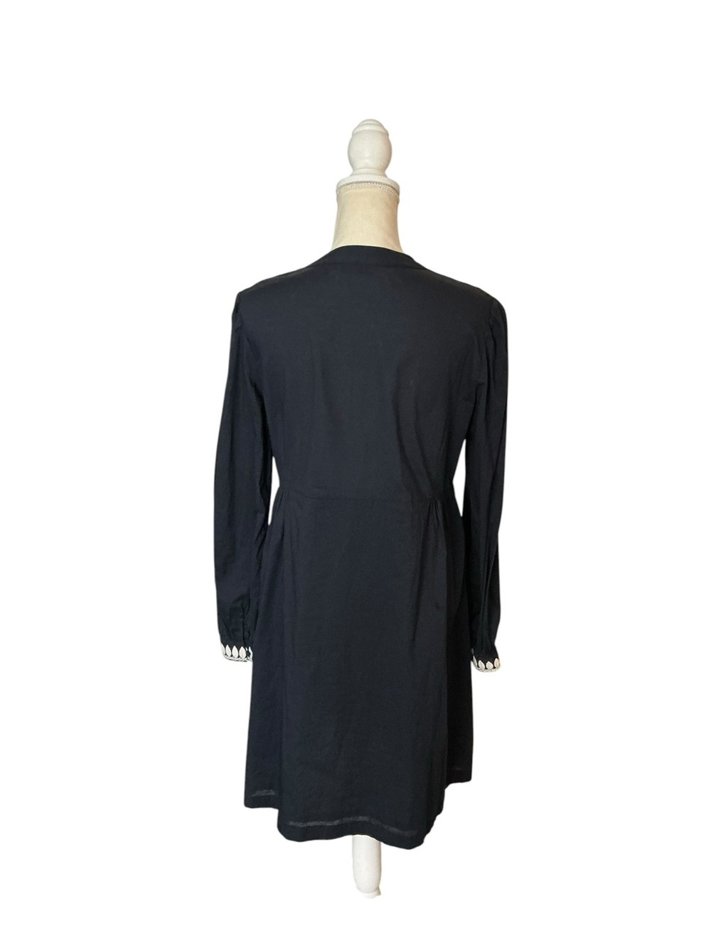 Tory Burch Keegan Embroidered Cotton Dress Navy Boho Size 10 - Picture 4 of 16